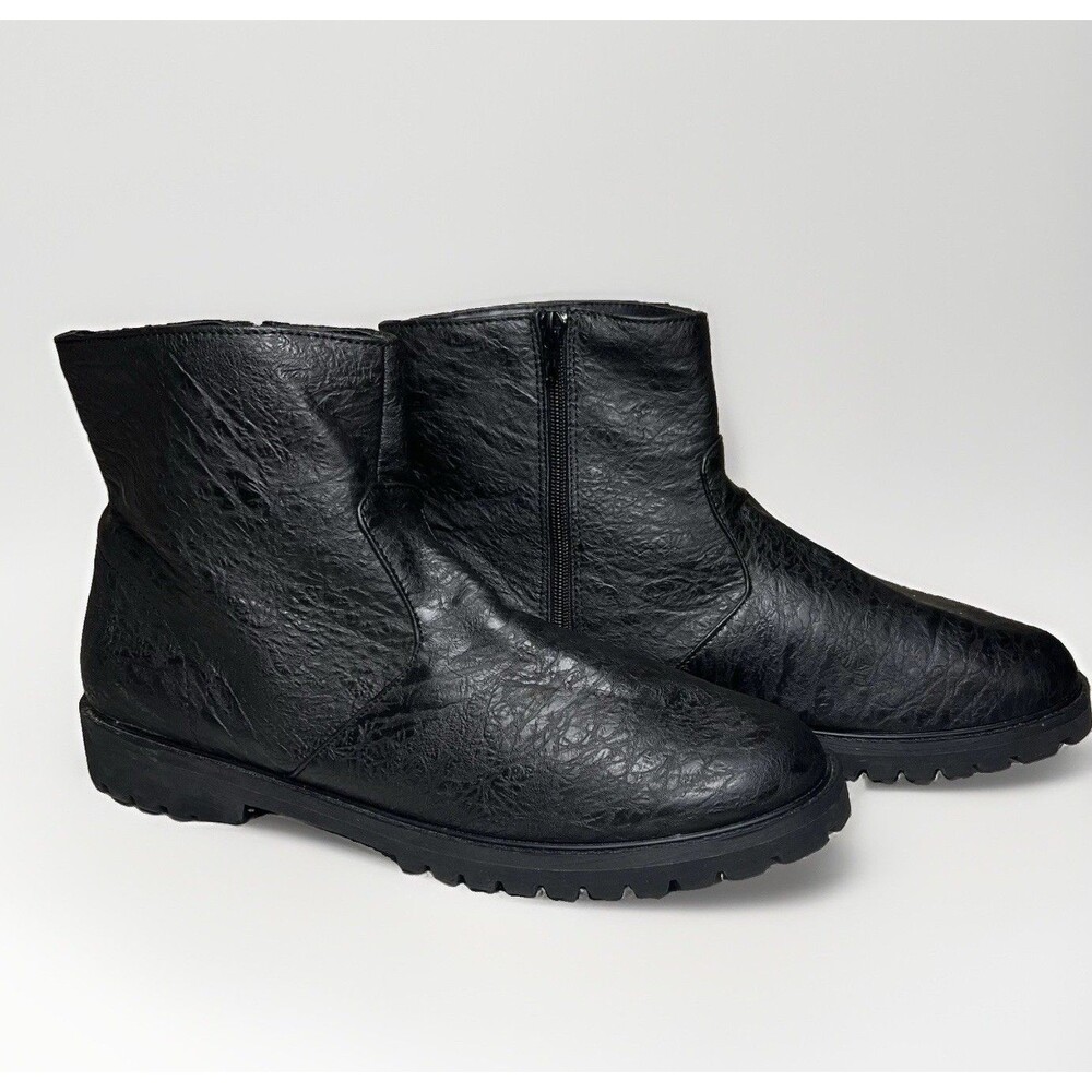 Gothic Black Boots Size 12 Ankle High Textured- Pleaser Funtasma Gotham-105